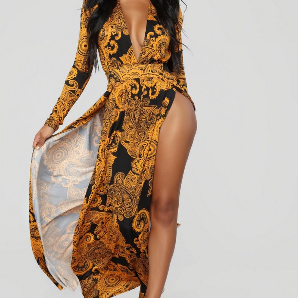 Spending Spree Dress - Black/Mustard